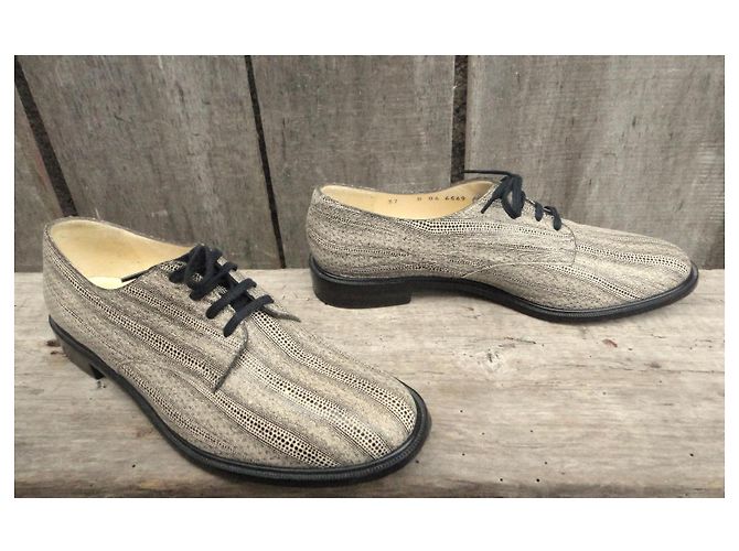 Robert Clergerie Derby in pelle di pesce Nero Beige - vista 2