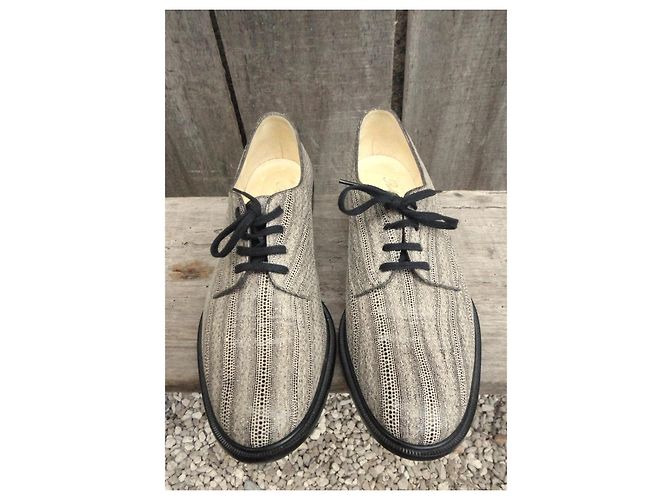 Robert Clergerie Derby in pelle di pesce Nero Beige - vista 3