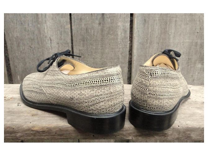 Robert Clergerie Derby in pelle di pesce Nero Beige - vista 5