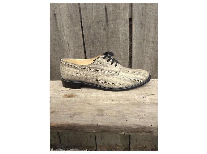 Robert Clergerie Derby in pelle di pesce Nero Beige - vista 9
