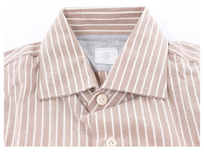 Autre Marque Eleventy Gestreiftes Hemd in Beige, Größe 40 IT - Ansicht 2