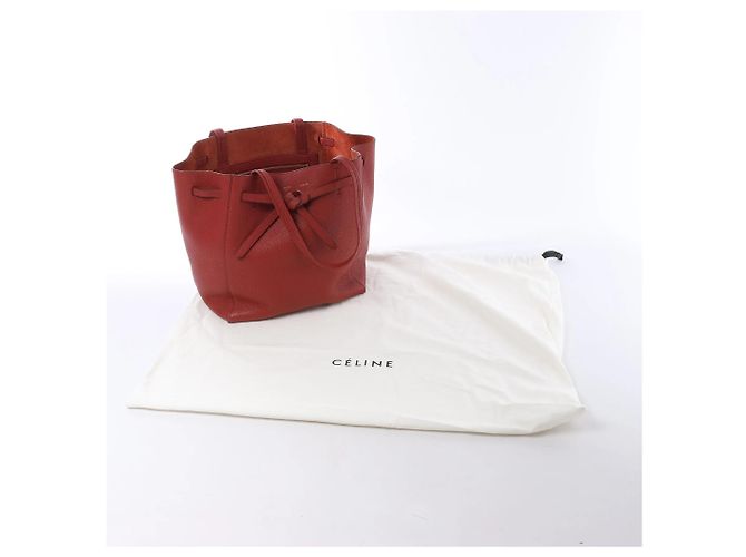 Céline Borsa a tracolla in pelle Celine Cabas Phantom Small Rossa Rosso - vista 12