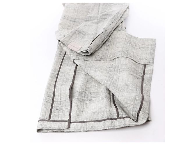 Corneliani Single-Breasted Check Wool Coat in Gray, Size 52 IT Brown - view 4