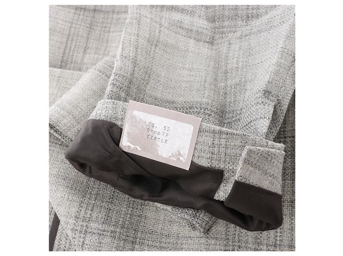 Corneliani Single-Breasted Check Wool Coat in Gray, Size 52 IT Brown - view 5