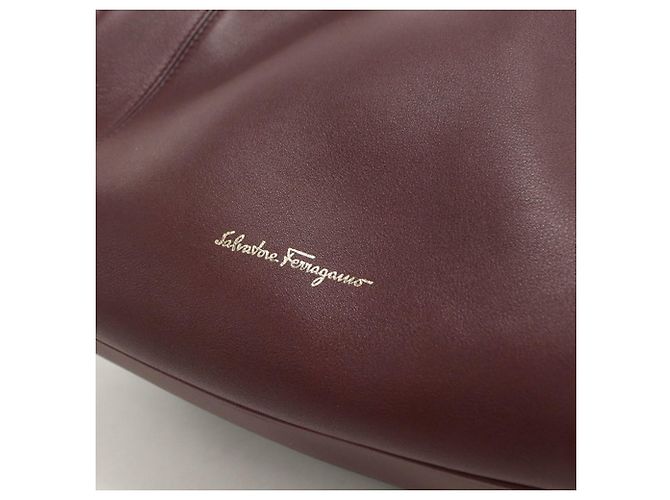 Borsa Salvatore Ferragamo Gancini Rosso Bordò - vista 5