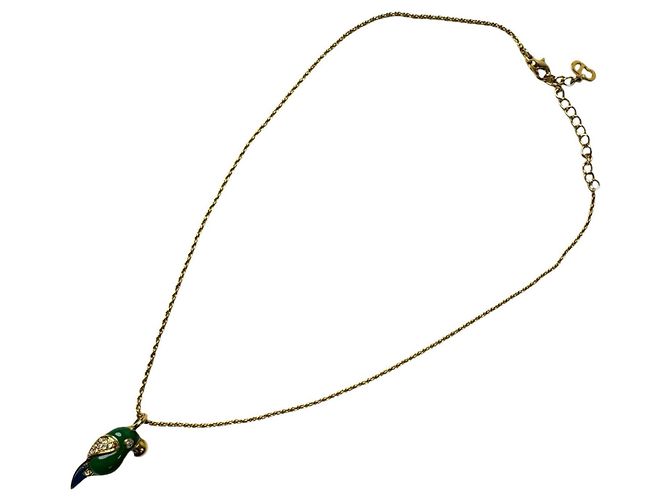 Collana Christian Dior Dior con motivo pappagallo e strass Blu D'oro Verde - vista 3