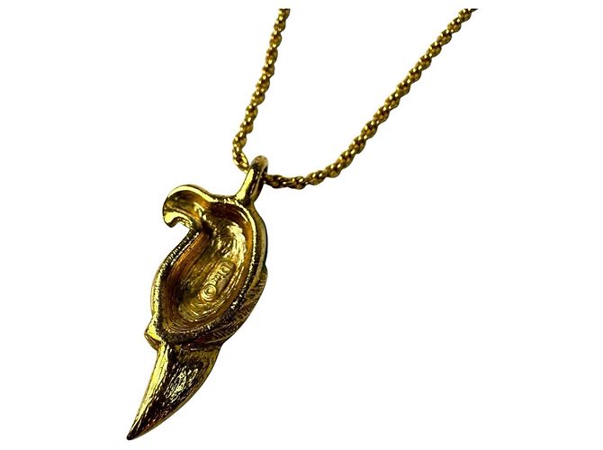 Collana Christian Dior Dior con motivo pappagallo e strass Blu D'oro Verde - vista 7