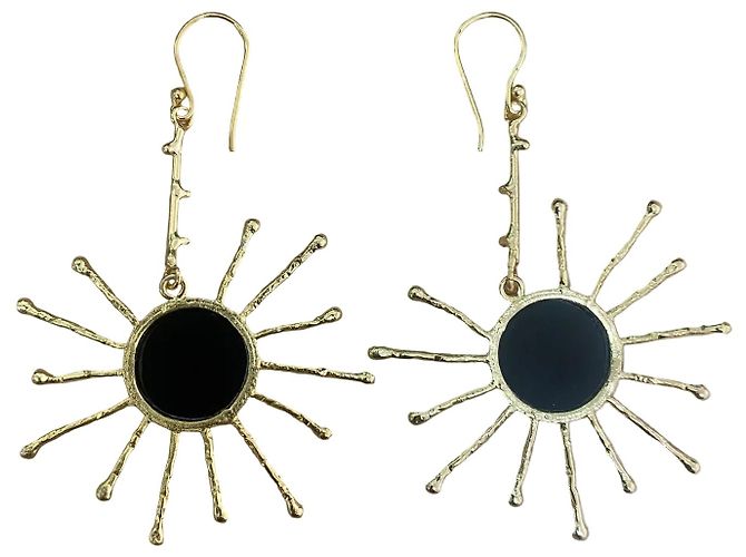 Autre Marque Dilip Jindal - Bijoux Couture - Orecchini Black Onyx Sun - vista 2