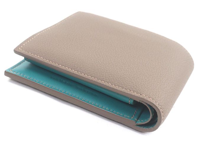 Autre Marque MAISON TAKUYA T5 Ledergeldbörse Beige Türkis - Ansicht 4