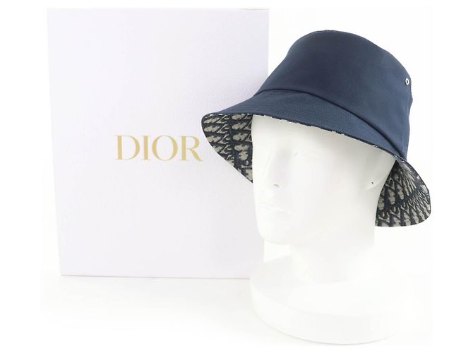 Cappello bucket Christian Dior Oblique Blu Blu navy - vista 2