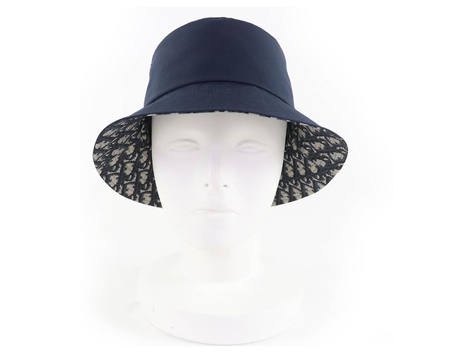 Cappello bucket Christian Dior Oblique Blu Blu navy - vista 3