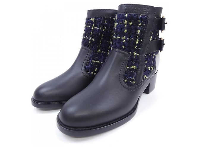 Stivali in pelle di vitello e tweed Chanel G39334Y56078 - vista 3