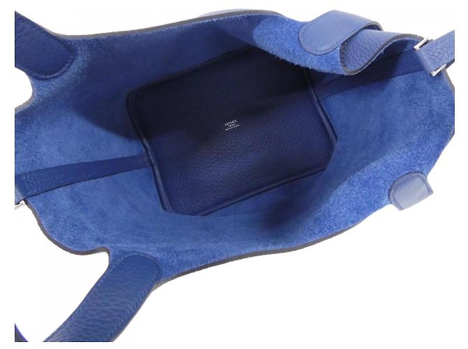 Hermès Borsa Tote Hermes Picotin Lock MM Taurillon Clemence Blu - vista 5