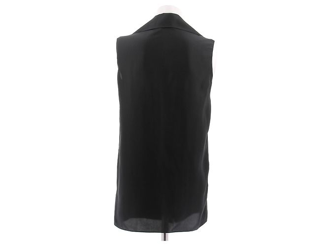 Lanvin Camicetta nera senza maniche in seta Nero - vista 2