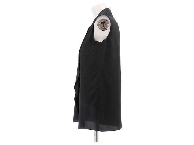 Lanvin Camicetta nera senza maniche in seta Nero - vista 3