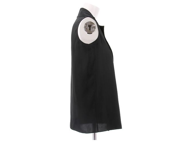 Lanvin Camicetta nera senza maniche in seta Nero - vista 4