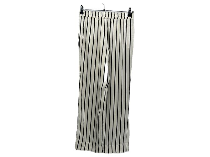 Autre Marque Pantalones de rayas de seda blancos ASCENO XS - vista 2