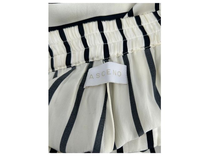 Autre Marque Pantalones de rayas de seda blancos ASCENO XS - vista 3