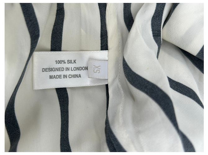 Autre Marque Pantalones de rayas de seda blancos ASCENO XS - vista 4