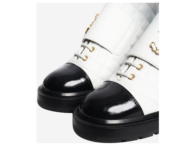 Chanel Weiße gesteppte Leder-Stiefeletten - Größe EU 40 - Ansicht 4