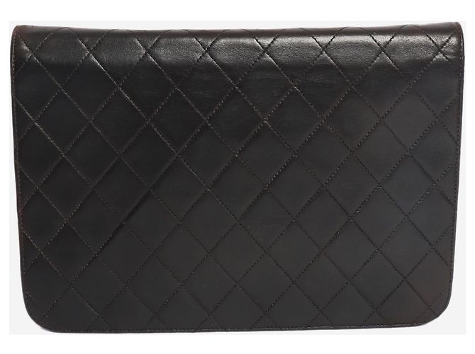 Chanel Schwarze Vintage 1997 Lammleder Timeless Classic Flap Tasche Braun - Ansicht 4