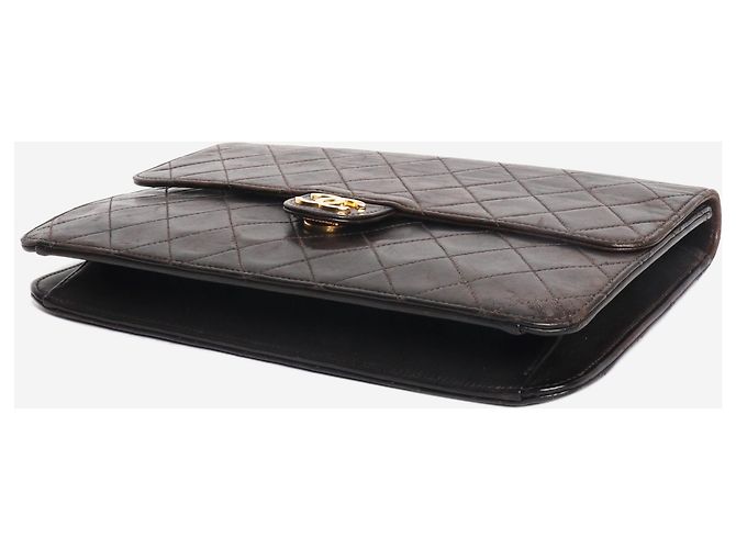 Chanel Schwarze Vintage 1997 Lammleder Timeless Classic Flap Tasche Braun - Ansicht 5