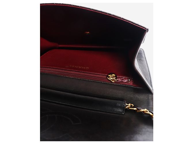 Chanel Schwarze Vintage 1997 Lammleder Timeless Classic Flap Tasche Braun - Ansicht 8