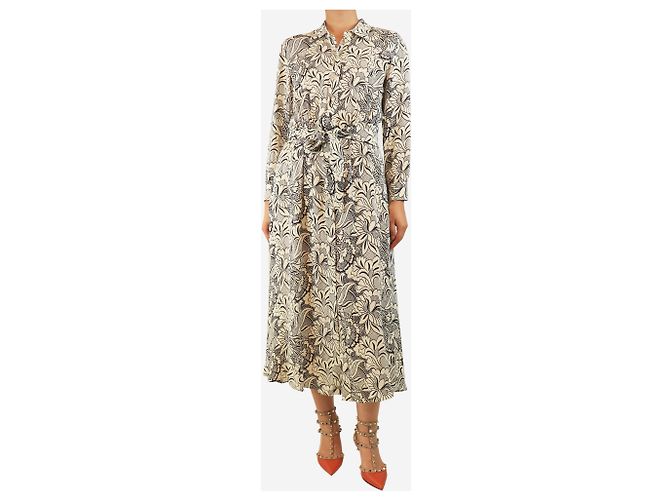 Weekend Max Mara Hemdkleid mit weiß-schwarzem Blumenprint - Größe UK 8 - Ansicht 3