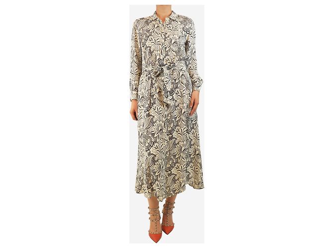Weekend Max Mara Hemdkleid mit weiß-schwarzem Blumenprint - Größe UK 8 - Ansicht 4