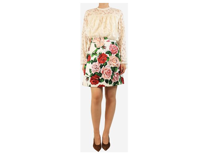 Dolce & Gabbana Falda evasé White rose - talla UK 10 Blanco - vista 2