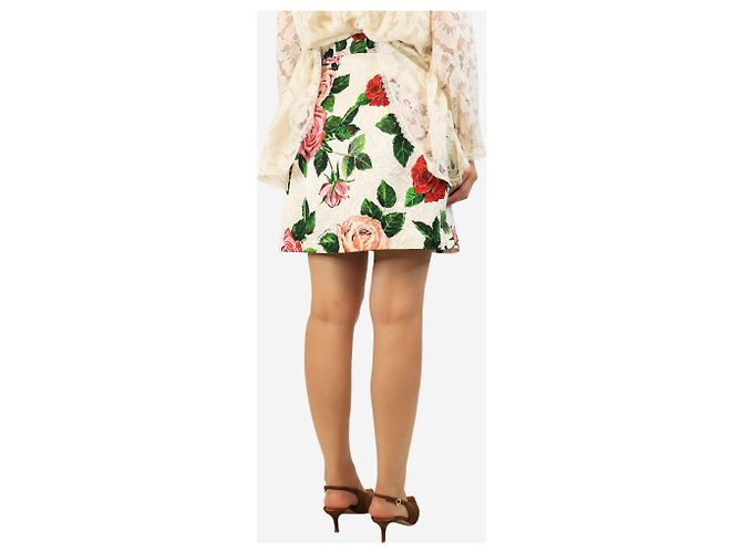 Dolce & Gabbana Falda evasé White rose - talla UK 10 Blanco - vista 3