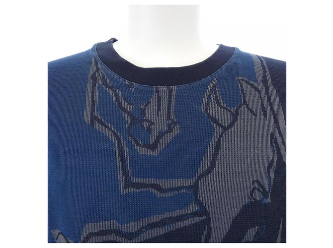 Hermès Hermes LA DANSE DES CHEVAUX camiseta de algodón Azul Azul marino - vista 5