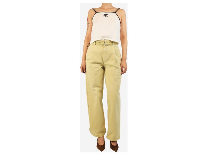 Jil Sander Jeans limewash amarillo con cinturón - talla UK 8 - vista 2