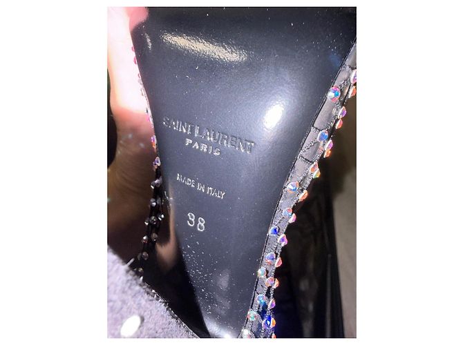 Saint Laurent Botas Altas de Strass Negro - vista 4
