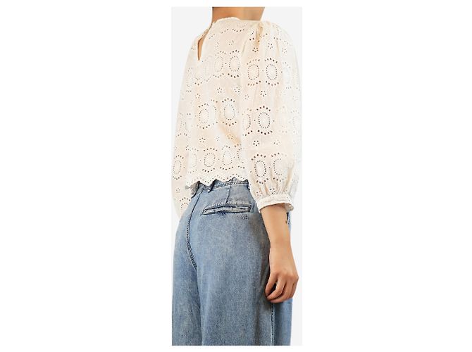 Autre Marque Weiße bestickte Baumwollbluse - Größe S - Ansicht 2