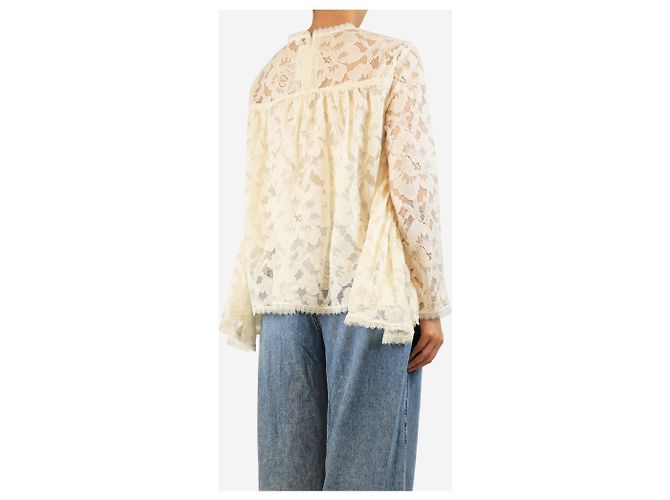 Zimmermann Spitzenbluse in Creme - Größe UK 12 Roh - Ansicht 2