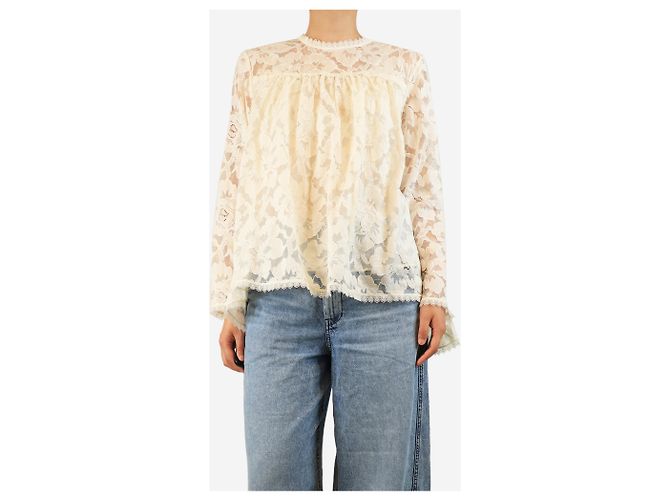 Zimmermann Spitzenbluse in Creme - Größe UK 12 Roh - Ansicht 3