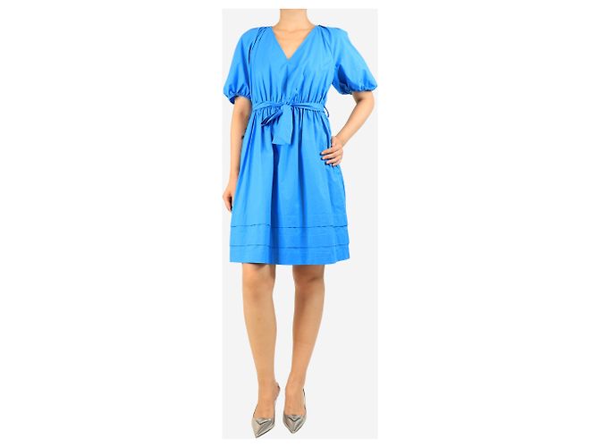 Marella Blue ribber Kleid - Größe UK 10 Blau - Ansicht 3