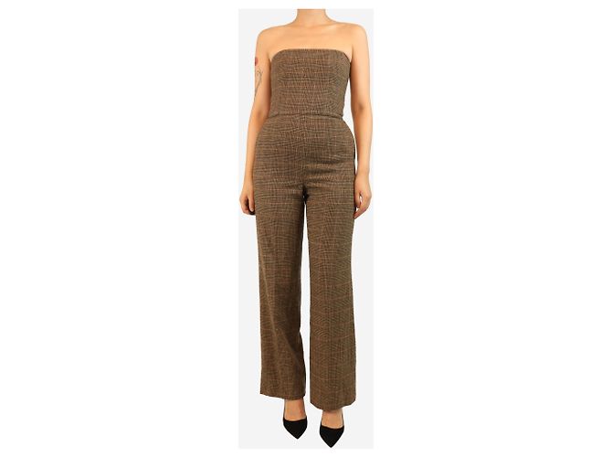 Ralph Lauren Mono palabra de honor de pata de gallo marrón - talla UK 8 Castaño - vista 3