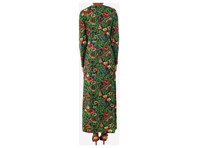 Autre Marque Langarm-Maxikleid mit schwarzem und grünem Blumenmuster - Größe XS - Ansicht 2