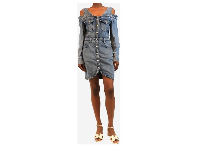 Isabel Marant Mini-Jeanskleid in Blau mit Cold-Shoulder-Ausschnitt - Größe UK 10 - Ansicht 3