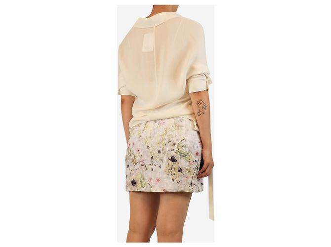 Autre Marque Creme-Bluse mit Schleife am Hals - Größe UK 10 Roh - Ansicht 2