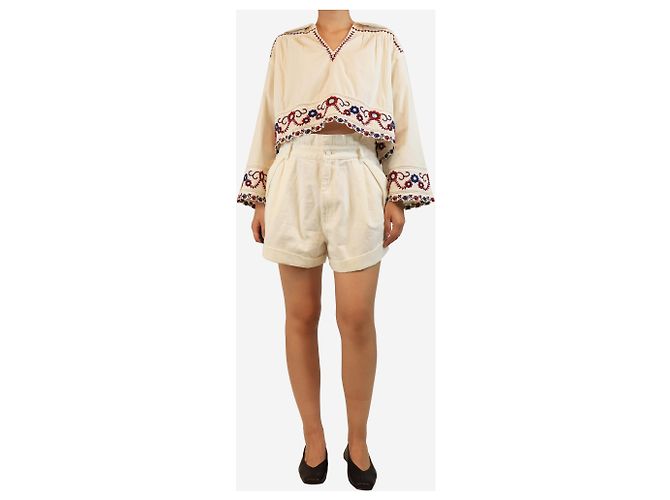 Zimmermann Short de algodão creme - tamanho UK 14 Cru - vista 2