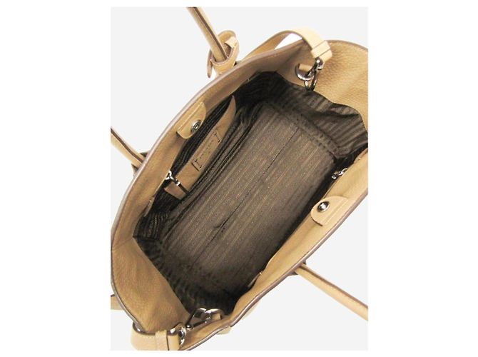Prada Borsa 2way in pelle Vitello Phenix neutra - vista 16