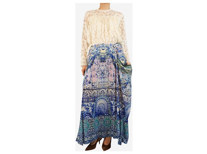 Camilla Falda larga azul con adornos - talla UK 10 - vista 2