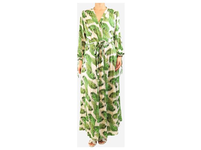 Melissa Odabash Robe com estampa de folhas e cinto verde - tamanho L - vista 3