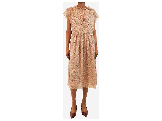 Céline Vestido midi de gasa con estampado floral rosa sin mangas - talla UK 8 - vista 3