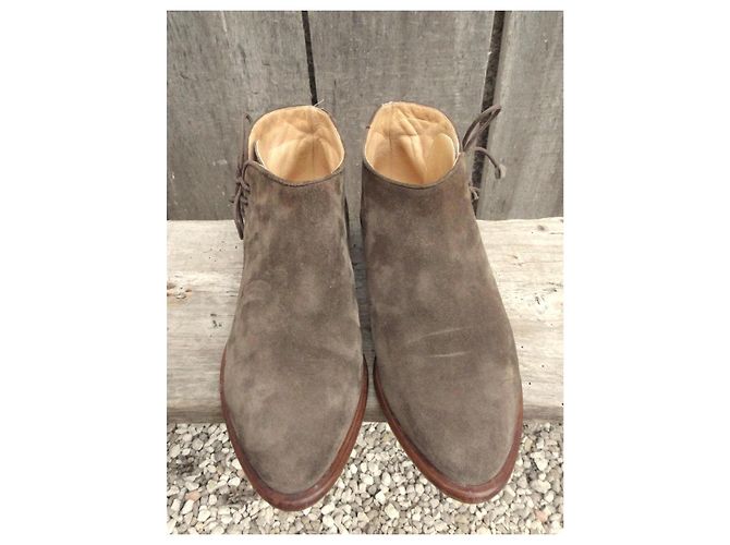 Bottega Veneta Botines de ante marrón Intrecciato Castaño - vista 3