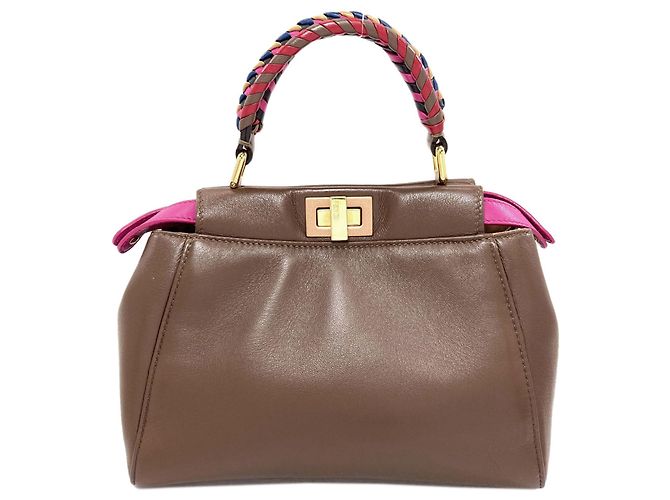 Borsa Fendi Peekaboo Mini 2-Way Marrone Rosa - vista 2