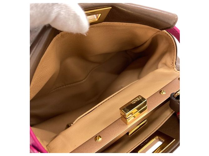 Borsa Fendi Peekaboo Mini 2-Way Marrone Rosa - vista 5